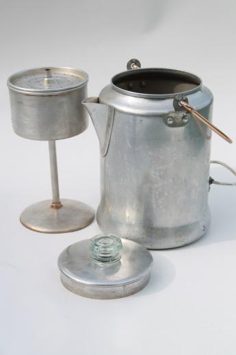 photo of vintage Comet aluminum percolator coffee pot w/ wire bail handle, perfect for camping #2