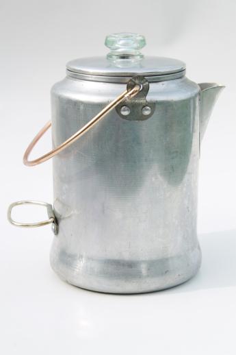 photo of vintage Comet aluminum percolator coffee pot w/ wire bail handle, perfect for camping #4