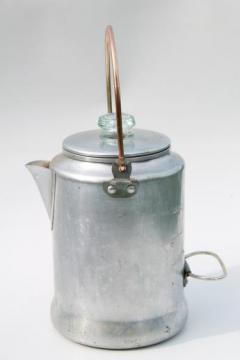 catalog photo of vintage Comet aluminum percolator coffee pot w/ wire bail handle, perfect for camping