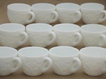 catalog photo of vintage Concord milk glass punch  cups set of 12, McKee pressed glass