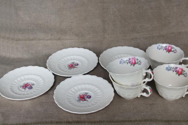 photo of vintage Copeland Spode Jewel china tea cups & saucers, Claudia pattern #8