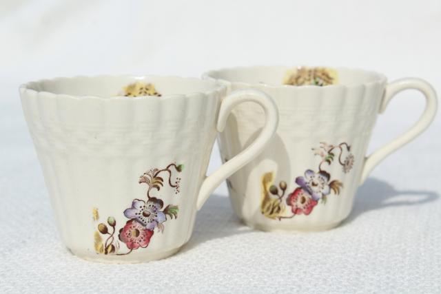 photo of vintage Copeland Spode Wicker Lane basket weave embossed china demitasse, tiny coffee cups #1