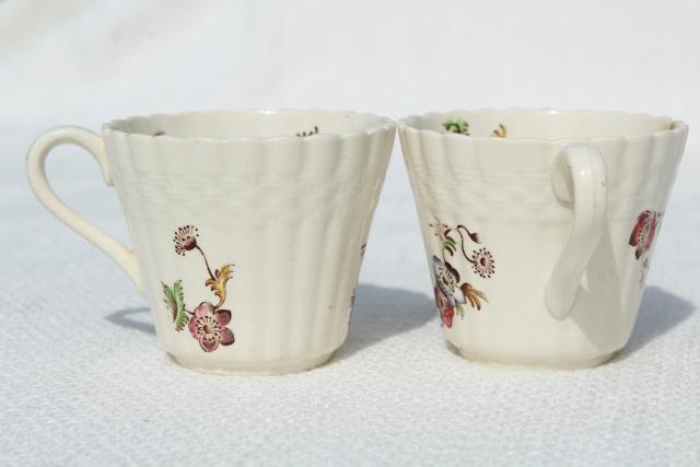 photo of vintage Copeland Spode Wicker Lane basket weave embossed china demitasse, tiny coffee cups #3