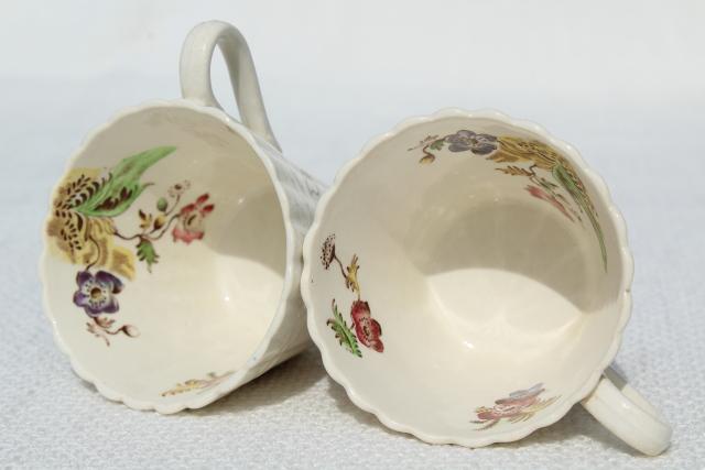 photo of vintage Copeland Spode Wicker Lane basket weave embossed china demitasse, tiny coffee cups #4