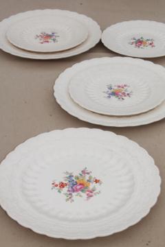 catalog photo of vintage Copeland Spode china plates, Ann Hathaway floral, embossed Spode's Jewel creamware