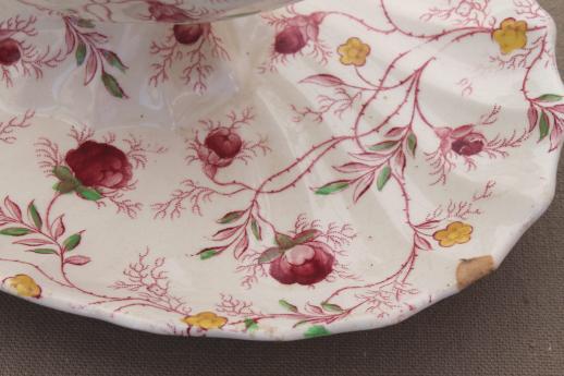 photo of vintage Copeland Spode china rosebud chintz gravy boat / sauce pitcher with underplate #7