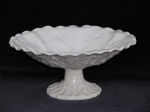 photo of vintage Copeland Spode china white majolica leaf comport pedestal bowl #1