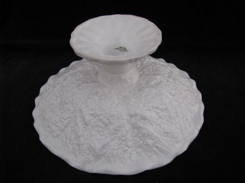 photo of vintage Copeland Spode china white majolica leaf comport pedestal bowl #3