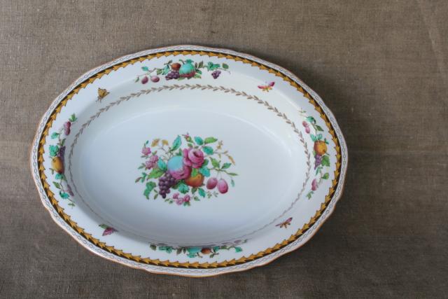 photo of vintage Copeland Spode oval serving dish - Rockingham fruit, flowers, insects #1