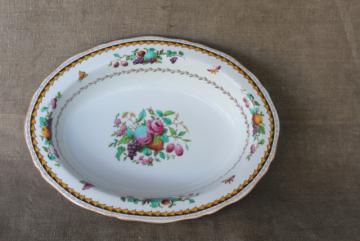 vintage Copeland Spode oval serving dish - Rockingham fruit, flowers, insects