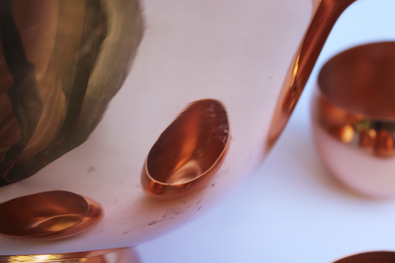 photo of vintage CopperCraft Guild solid copper punch set, huge Revere bowl w/ Jefferson cups #3