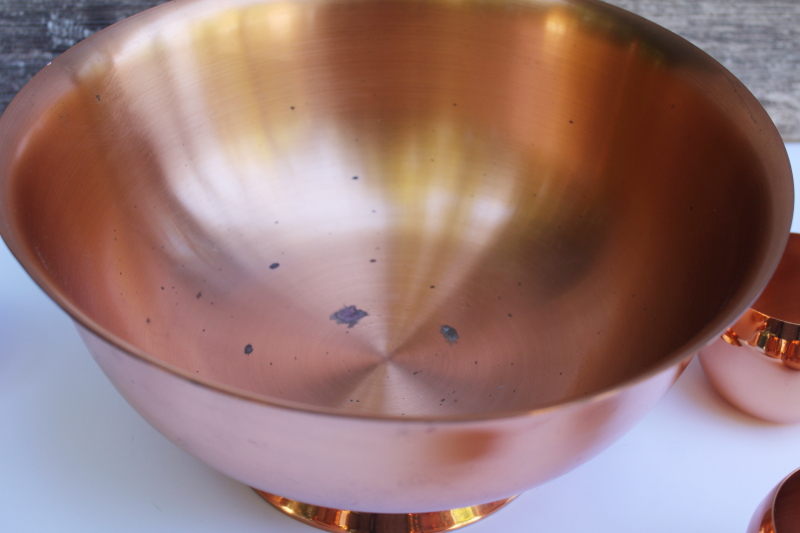 photo of vintage CopperCraft Guild solid copper punch set, huge Revere bowl w/ Jefferson cups #9