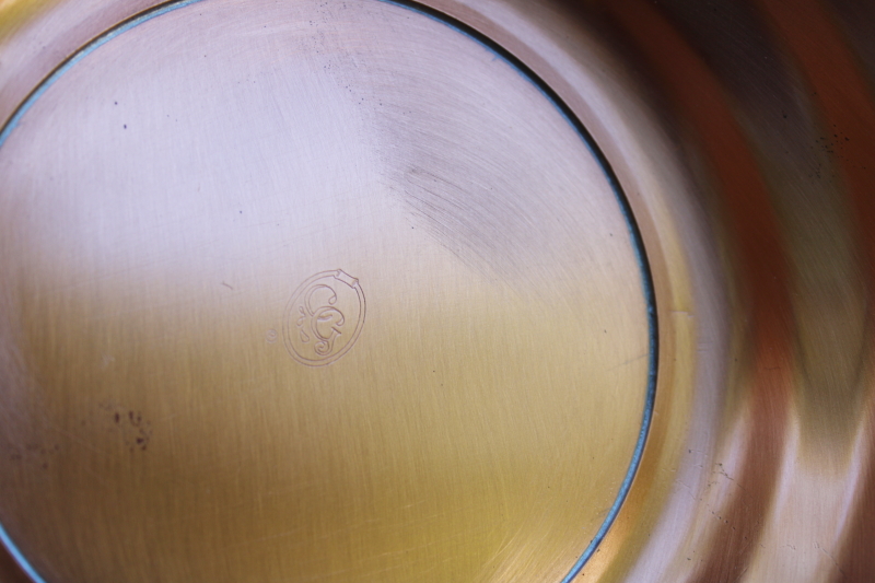 photo of vintage CopperCraft Guild solid copper punch set, huge Revere bowl w/ Jefferson cups #12