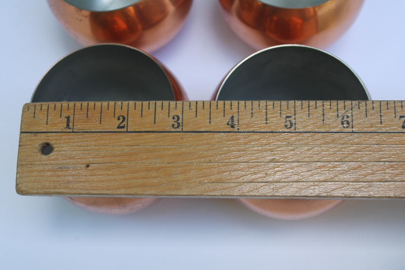photo of vintage Coppercraft Guild copper plated roly poly cups, short round tumblers or planters #5