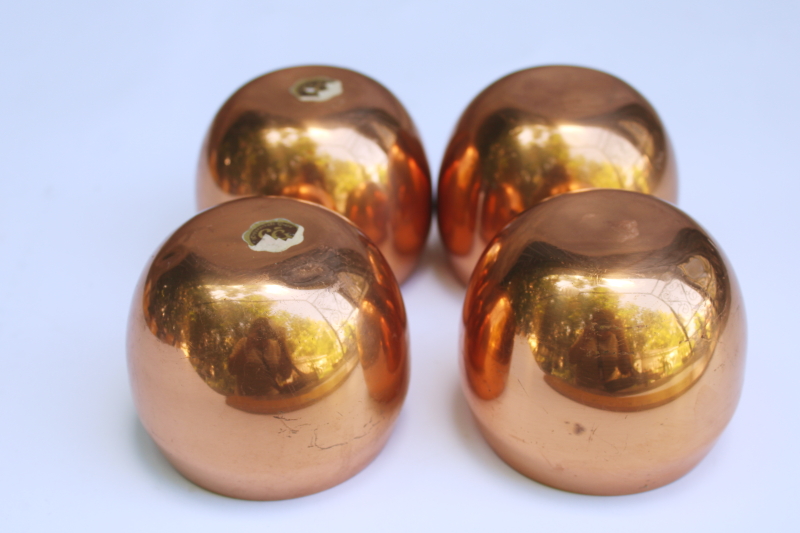 photo of vintage Coppercraft Guild copper plated roly poly cups, short round tumblers or planters #6