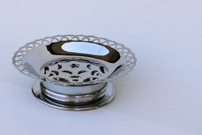 photo of vintage Coquillon France butter curler, chrome plated metal round dish w/ insert #2