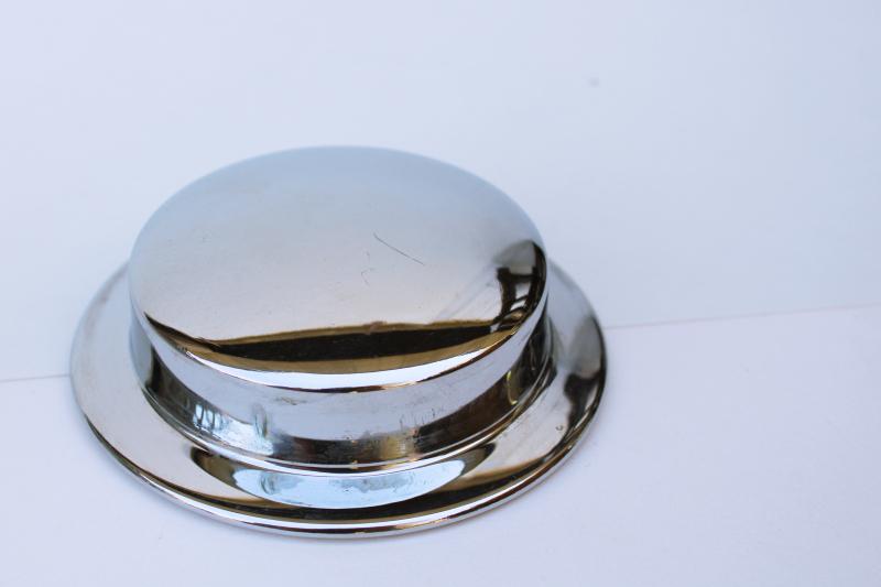 photo of vintage Coquillon France butter curler, chrome plated metal round dish w/ insert #7