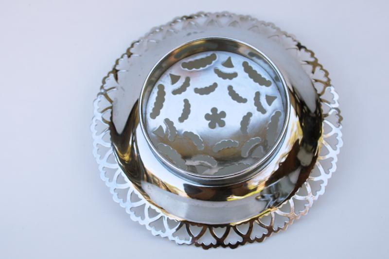 photo of vintage Coquillon France butter curler, chrome plated metal round dish w/ insert #8