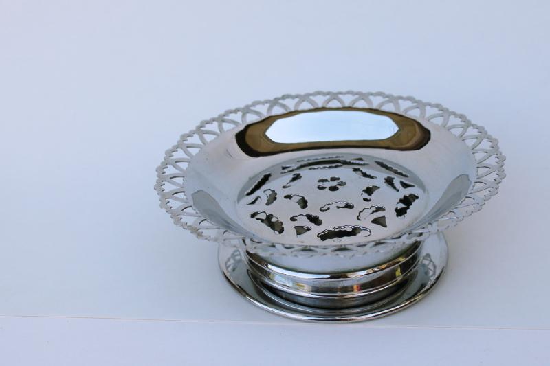 photo of vintage Coquillon France butter curler, chrome plated metal round dish w/ insert #9