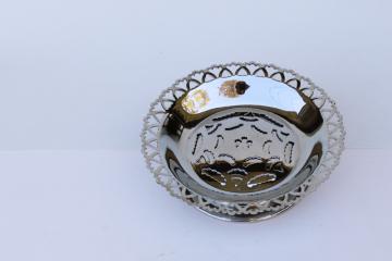 catalog photo of vintage Coquillon France butter curler, chrome plated metal round dish w/ insert