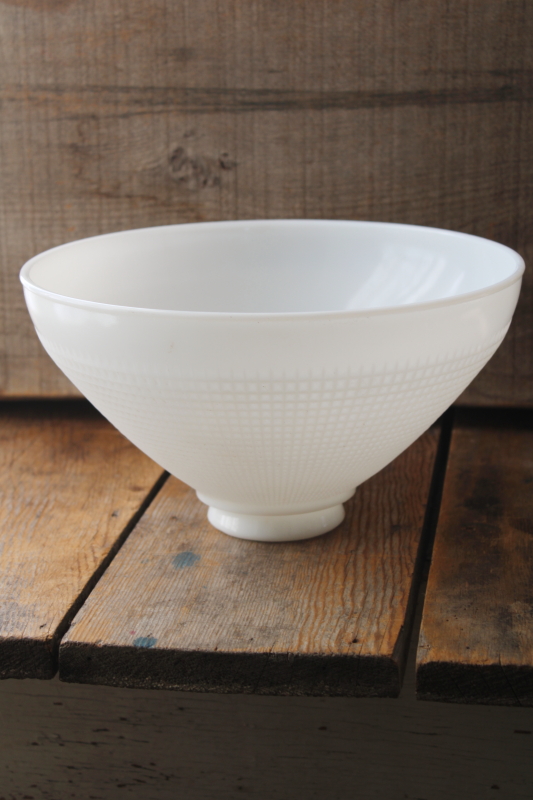 photo of vintage Corning 824160 white milk glass diffuser type lampshade, waffle pattern reflector or torchiere #2