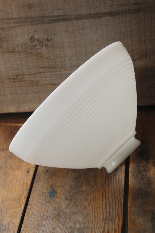 photo of vintage Corning 824160 white milk glass diffuser type lampshade, waffle pattern reflector or torchiere #7