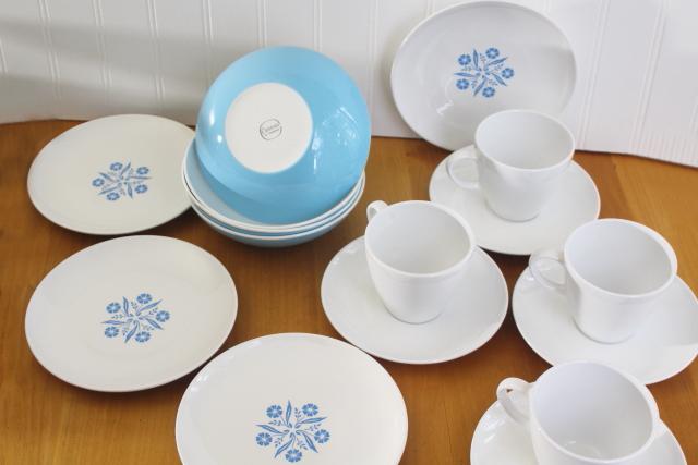 photo of vintage Corning Ware Centura blue cornflower dishes, cups & saucers, bowls, plates #1