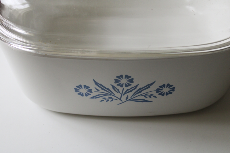 photo of vintage Corning Ware blue cornflower pattern 4 quart casserole A 84 B with clear glass lid Pyrex A 12 C  #2