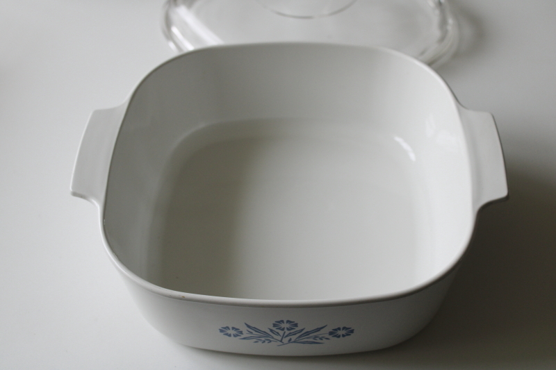photo of vintage Corning Ware blue cornflower pattern 4 quart casserole A 84 B with clear glass lid Pyrex A 12 C  #4