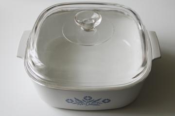 vintage Corning Ware blue cornflower pattern 4 quart casserole A 84 B with clear glass lid Pyrex A 12 C 