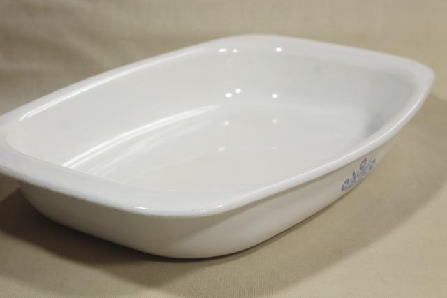 photo of vintage Corningware roaster, blue cornflower Corning big roasting pan #7