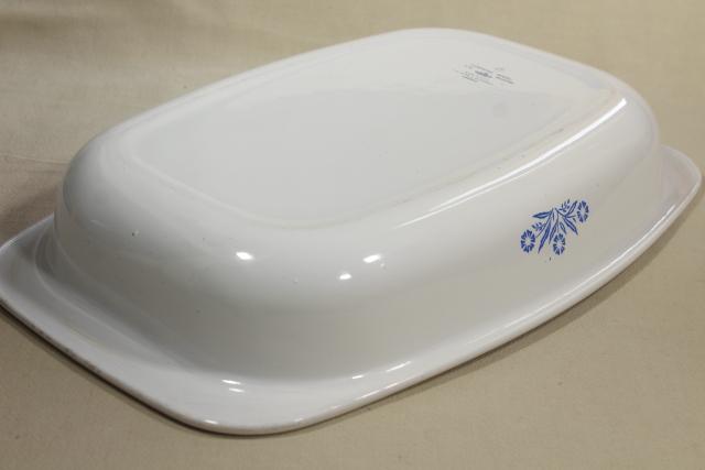 photo of vintage Corningware roaster, blue cornflower Corning big roasting pan #8