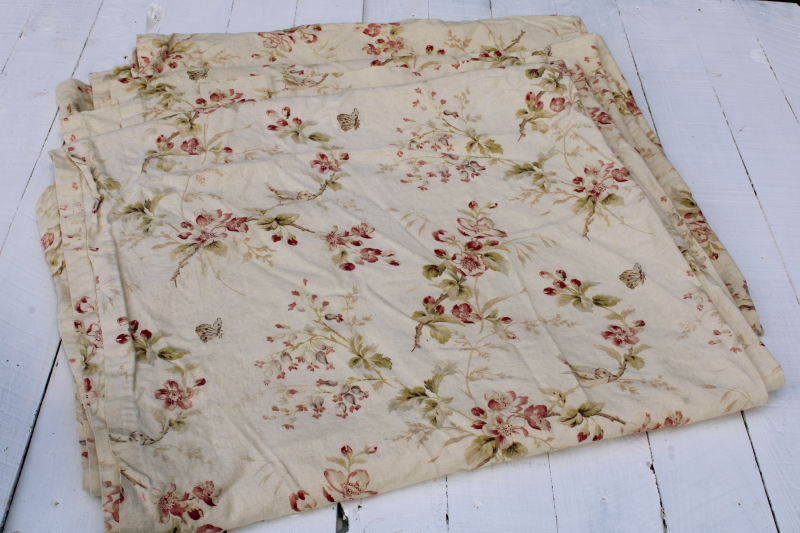photo of vintage Country Curtains birds floral soft colors on flax linen rayon Caitlin Wilson UK fabric Louisa print  #1