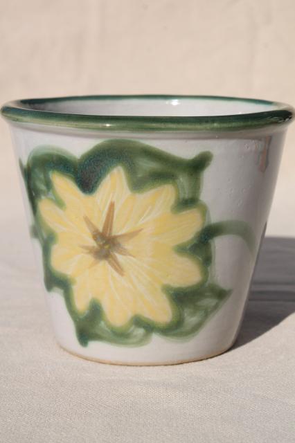 photo of vintage Country Flower sunflower Louisville stoneware pottery planter pot #1