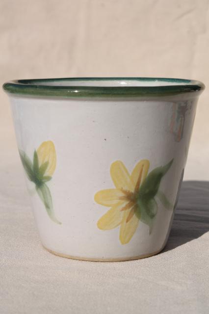 photo of vintage Country Flower sunflower Louisville stoneware pottery planter pot #3