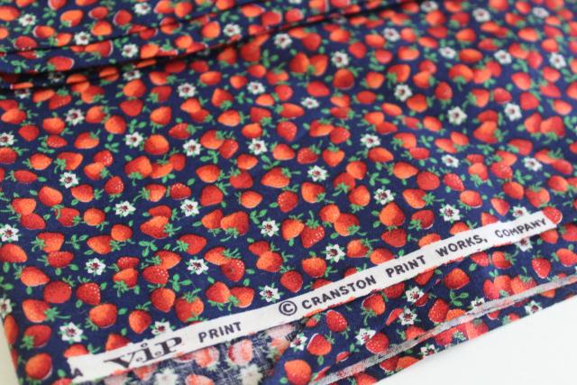 photo of vintage Cranston Print Works VIP cotton fabric tiny print strawberries, alpine strawberry #1