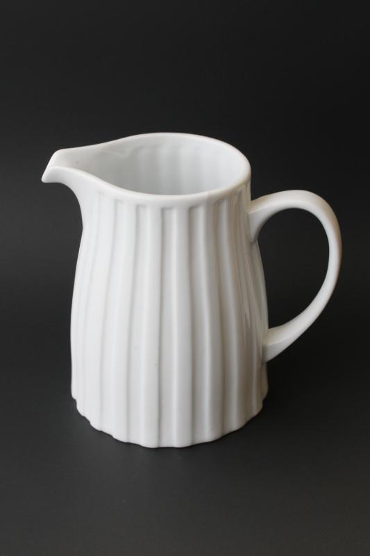 photo of vintage Crate and Barrel Kitchen ribbed white ironstone china pitcher #1