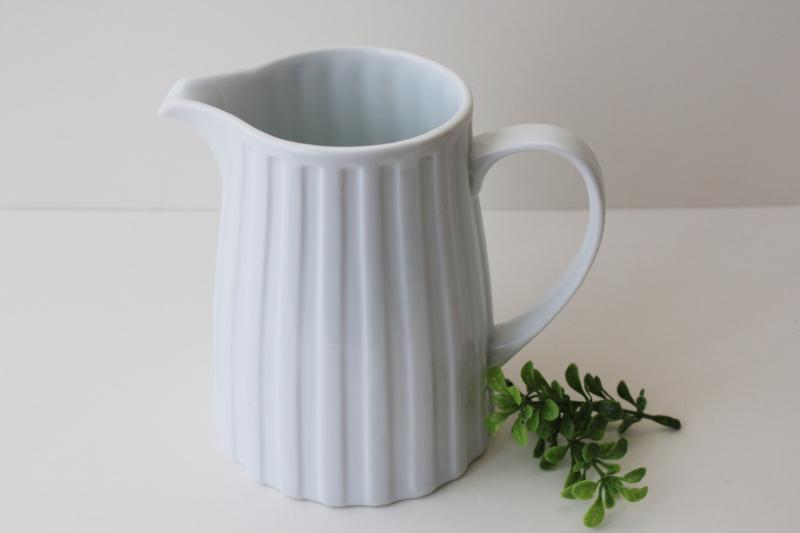 photo of vintage Crate and Barrel Kitchen ribbed white ironstone china pitcher #1