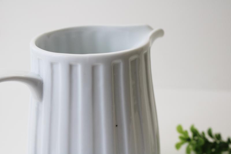 photo of vintage Crate and Barrel Kitchen ribbed white ironstone china pitcher #3