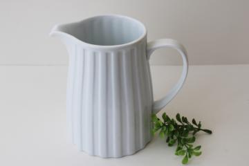 vintage Crate and Barrel Kitchen ribbed white ironstone china pitcher