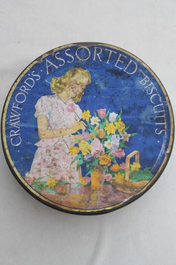 photo of vintage Crawfords biscuits English biscuit tin, Crawford's tin made in England #4