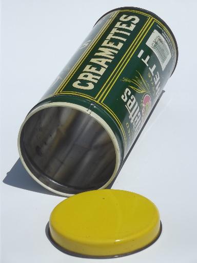 photo of vintage Creamettes  tin, kitchen canister for spaghetti or macaroni  #4