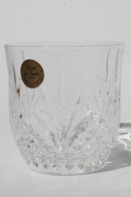 photo of vintage Cristal de Flandre Salzburg lead crystal old-fashioned glasses & ice bucket set #8