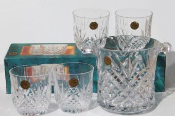 catalog photo of vintage Cristal de Flandre Salzburg lead crystal old-fashioned glasses & ice bucket set