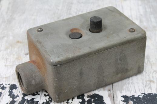 photo of vintage Crouse-Hinds explosion proof enclosure, industrial iron push button switch box #1