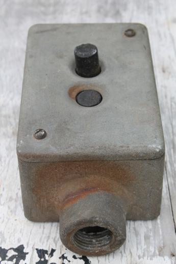 photo of vintage Crouse-Hinds explosion proof enclosure, industrial iron push button switch box #5