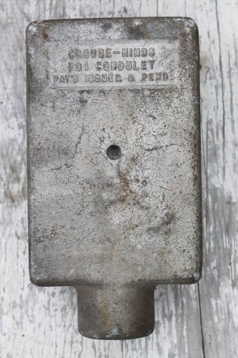 photo of vintage Crouse-Hinds explosion proof enclosure, industrial iron push button switch box #6