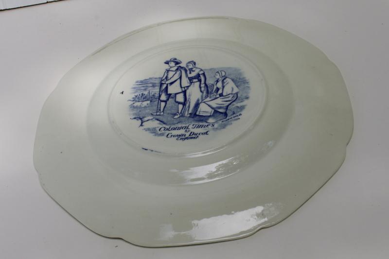 photo of vintage Crown Ducal Colonial Times blue & white china dinner plate Independence Hall #8