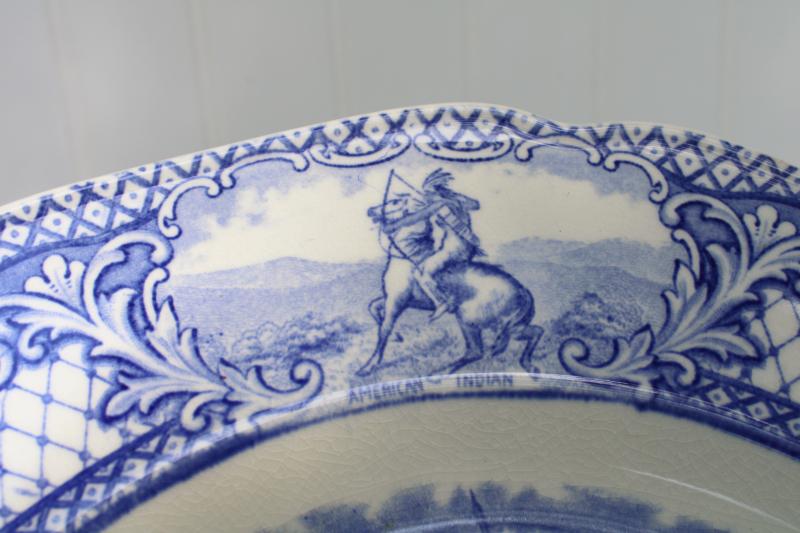 photo of vintage Crown Ducal Colonial Times blue & white china dinner plate Spirit of 1776 #3