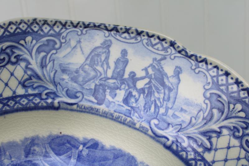 photo of vintage Crown Ducal Colonial Times blue & white china dinner plate Spirit of 1776 #4